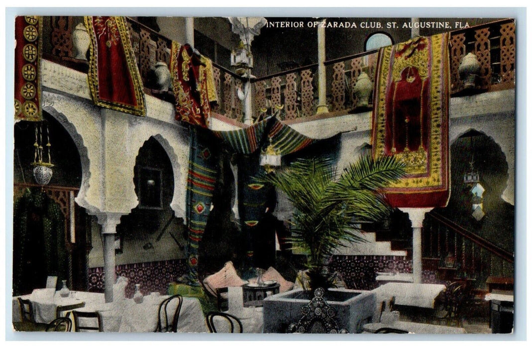 c1910 Interior of Zarada Club St. Augustine Florida FL Antique Postcard