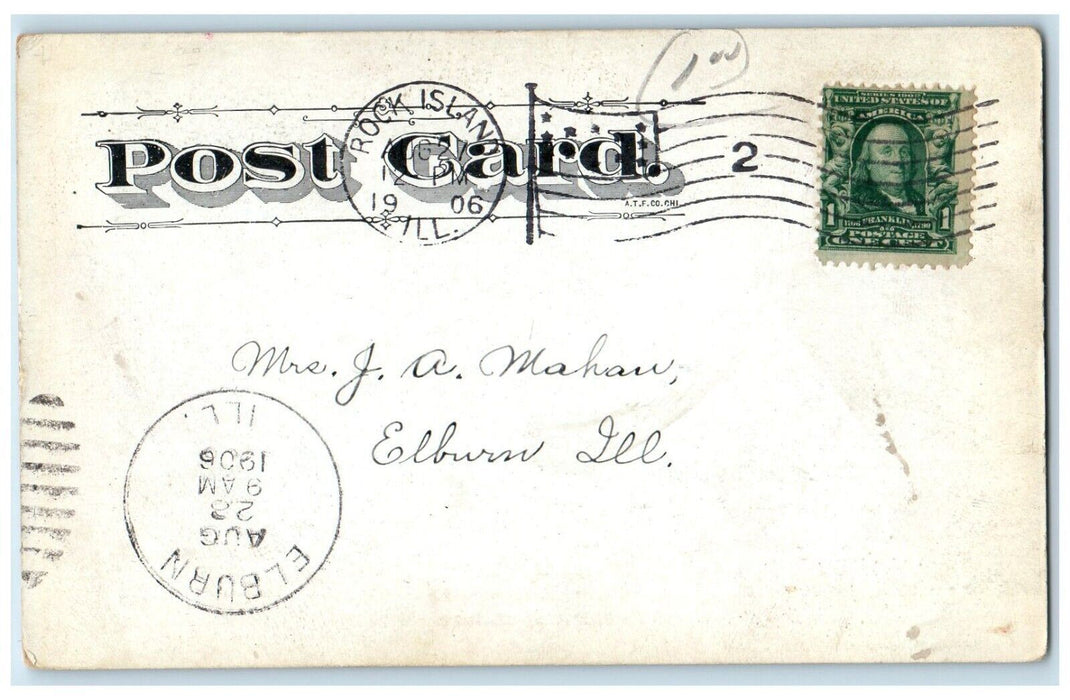 1906 Scenic View Central Park Well Davenport Iowa Rock Island Illinois Postcard