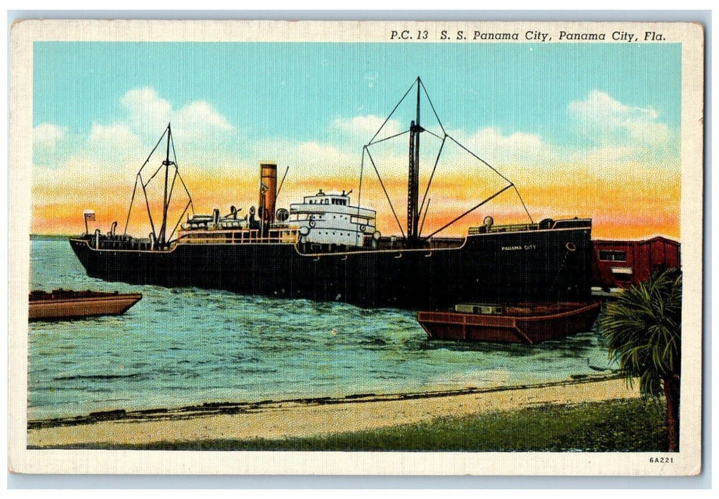 c1940's S.S. Panama City Panama City Florida FL Vintage Unposted Postcard