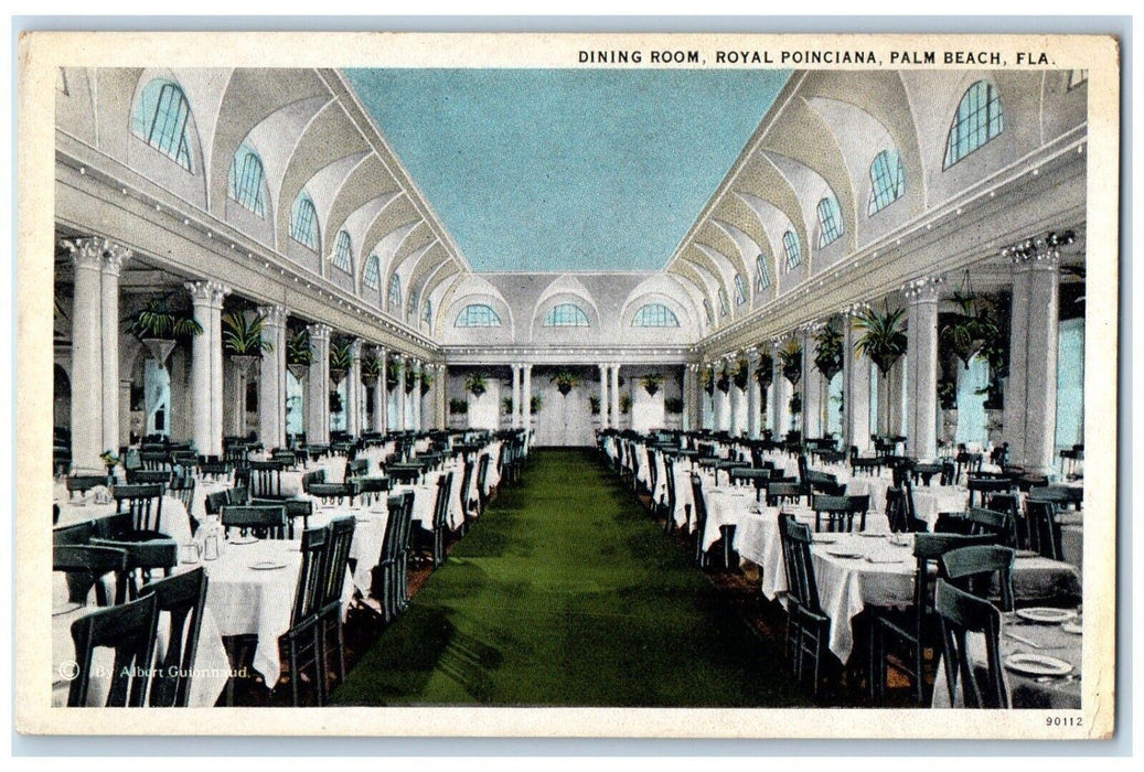 c1920's Dining Room Royal Poinciana Palm Beach Florida FL Antique Postcard