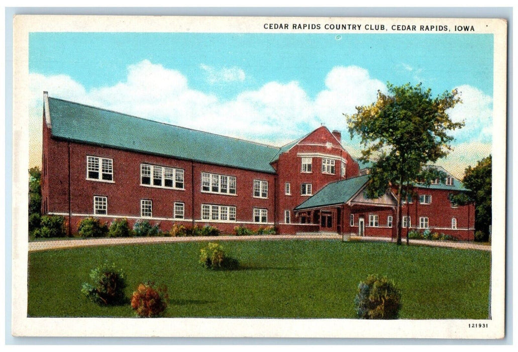 c1920 Cedar Rapids Country Club Building Cedar Rapids Iowa IA Vintage Postcard