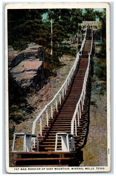 c1920 Fat Man Reducer Up East Mountain Mineral Wells Texas TX Vintage Postcard