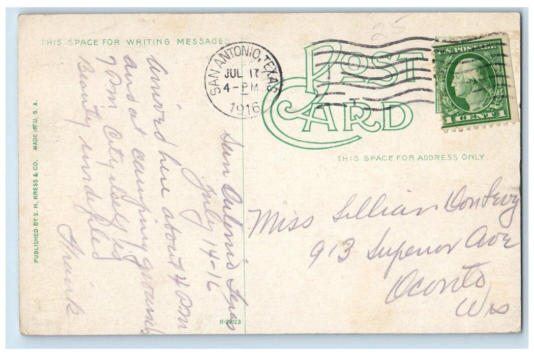 1916 Scenic View Aqueduct Spanish Mission San Antonio Texas TX Vintage Postcard