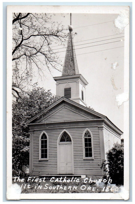 c1910's The First Catholic Church Southern Oregon OR Antique RPPC Photo Postcard