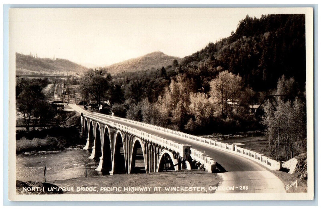 North Umpqua Bridge Pacific Highway At Winchester Oregon OR RPPC Photo Postcard
