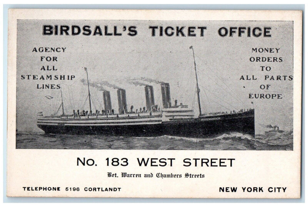c1940 Birdsall's Ticket Office West Street Ship New York City New York Postcard