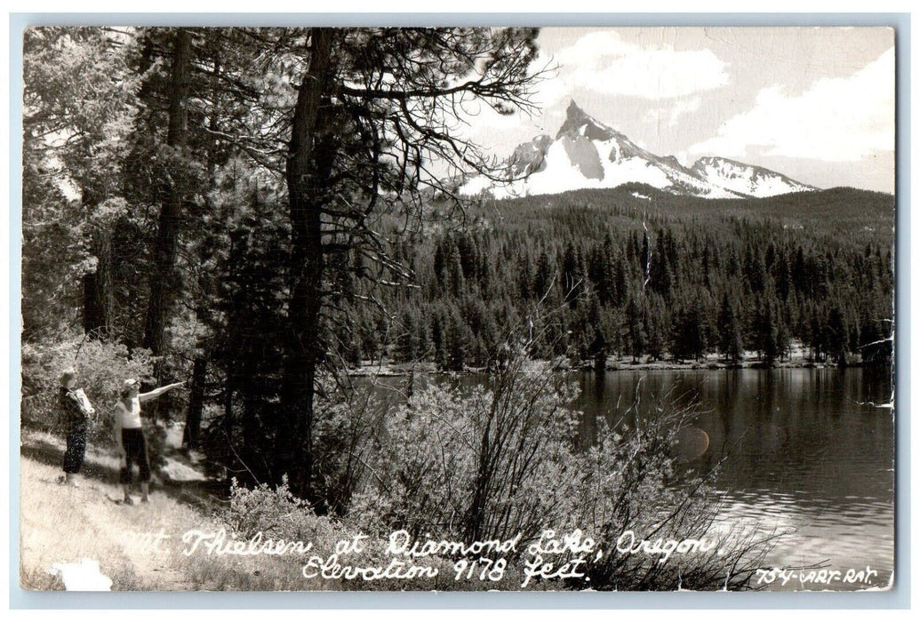 1952 Mt. Thielsen At Diamond Lake Oregon Caves Oregon OR RPPC Photo Postcard