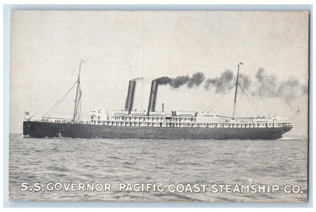 c1910 S.S. Governor Pacific Coast Steamship Superior Service San Diego Postcard