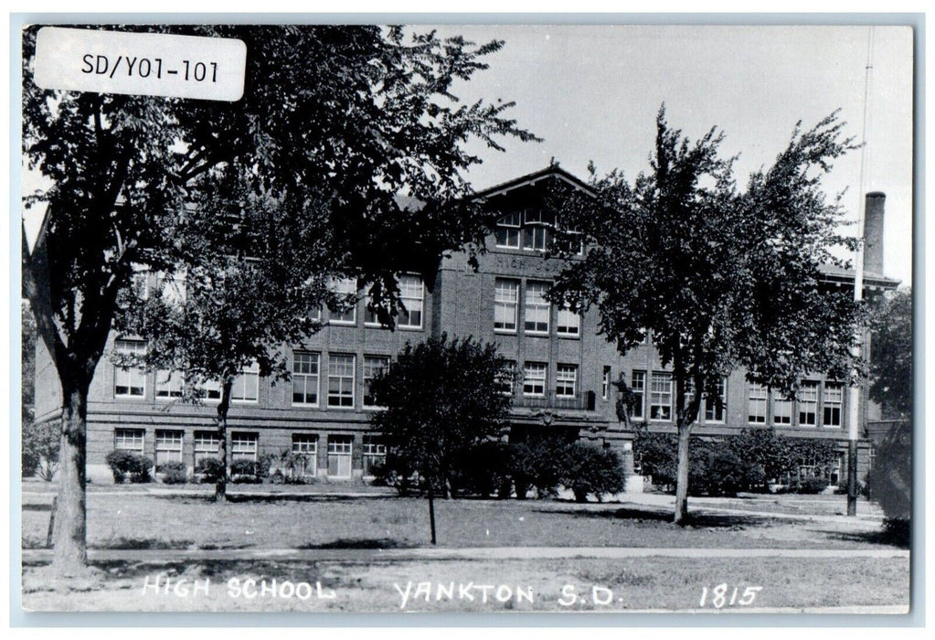 c1940's High School Building Yankton South Dakota SD Vintage RPPC Photo Postcard