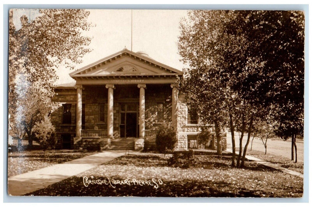 c1910's Carnegie Library Pierre South Dakota SD Antique RPPC Photo Postcard