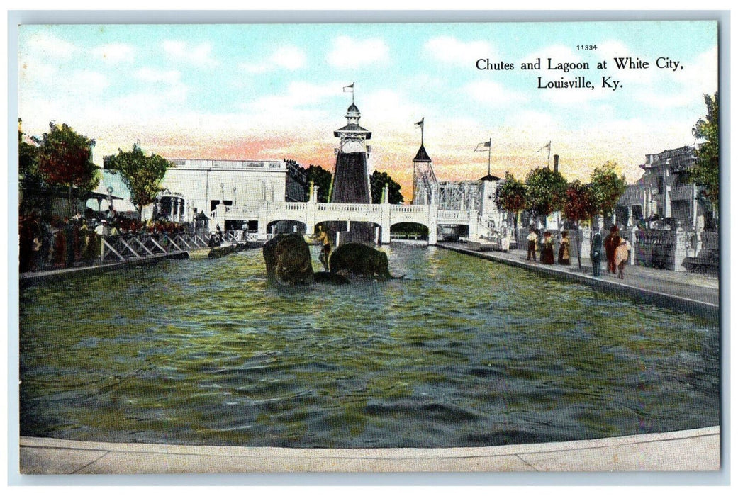 Chutes And Lagoon At White City Park Louisville Kentucky KY Antique Postcard