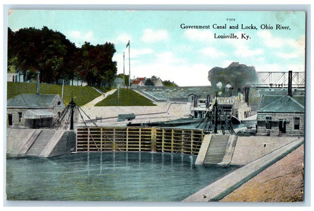 Government Canal And Locks Ohio River Louisville Kentucky KY Antique Postcard