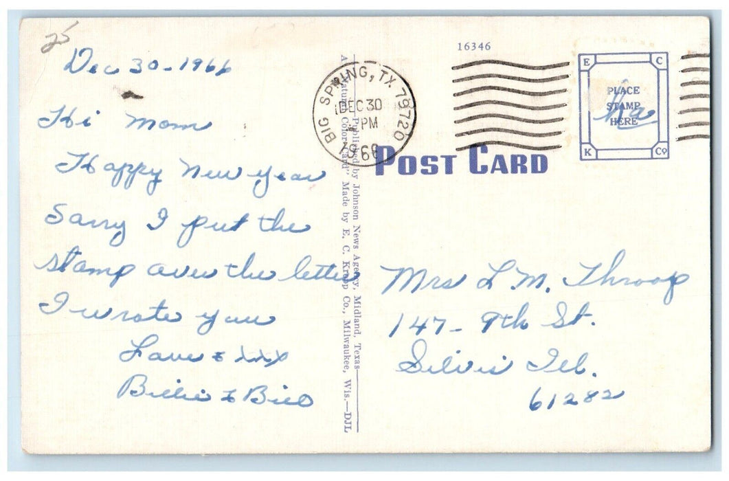 1966 Scenic View Garden City Park Big Springs Texas TX Vintage Antique Postcard