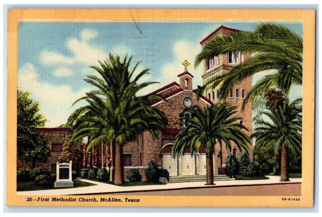 c1940 First Methodist Church Building McAllen Texas TX Vintage Antique Postcard