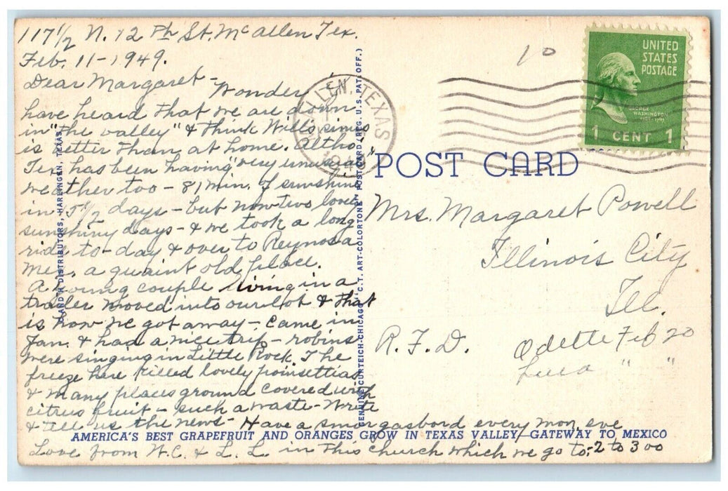 c1940 First Methodist Church Building McAllen Texas TX Vintage Antique Postcard