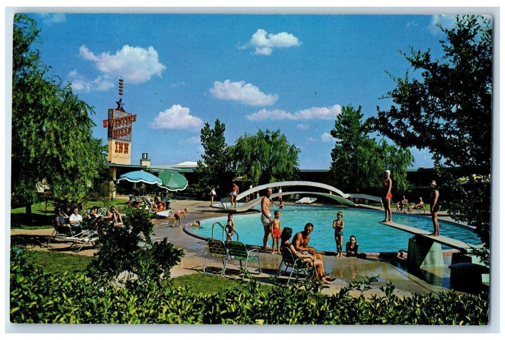 c1960 Poolside View Bathing Western Hills Inn Texas TX Antique Vintage Postcard