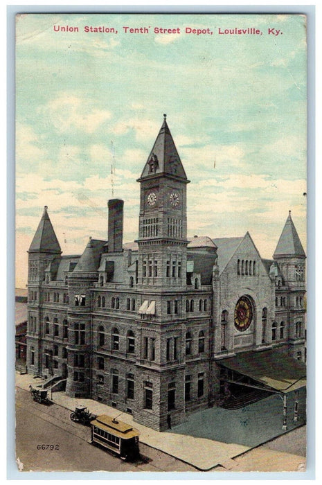 1911 Union Station Tenth Street Depot Louisville Kentucky KY Antique Postcard