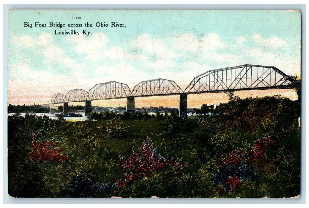 1910 Big Four Bridge Across The Ohio River Louisville Kentucky KY Postcard