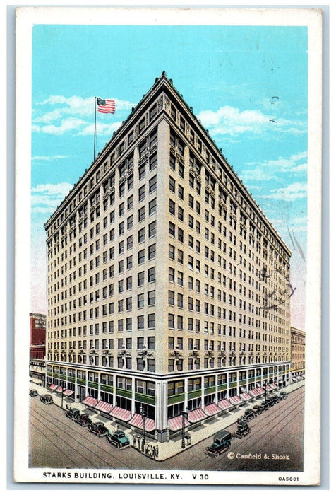 1931 Starks Building Car-lined Exterior Scene Louisville Kentucky KY Postcard