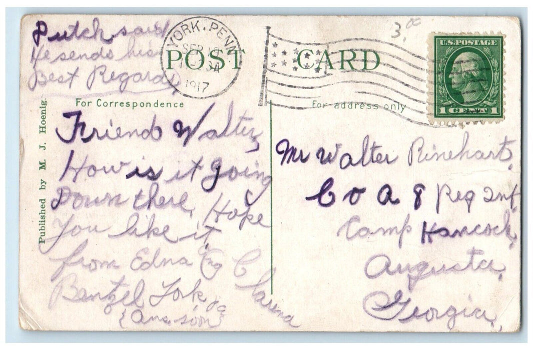 1917 US Flag Cars Hotel Palms West Palm Beach Florida FL Antique Posted Postcard