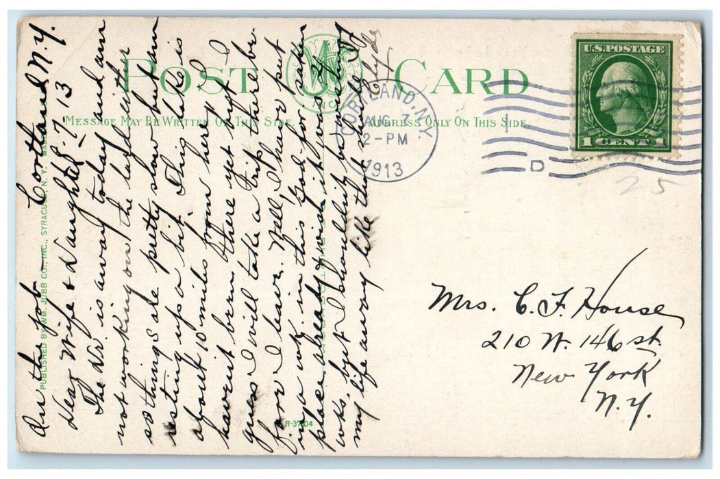 1913 Boating Scene Haskell Point Little York Lake New York NY Posted Postcard