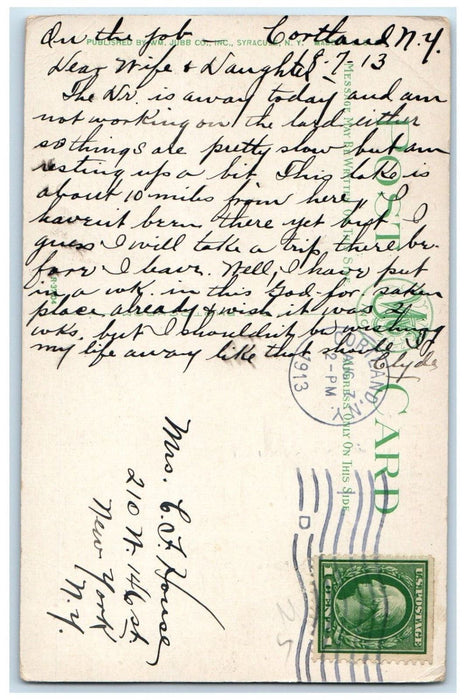 1913 Boating Scene Haskell Point Little York Lake New York NY Posted Postcard