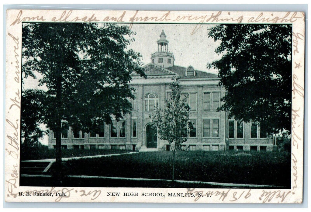 1907 New High School Manlius New York NY H.E. Ransier Antique Postcard