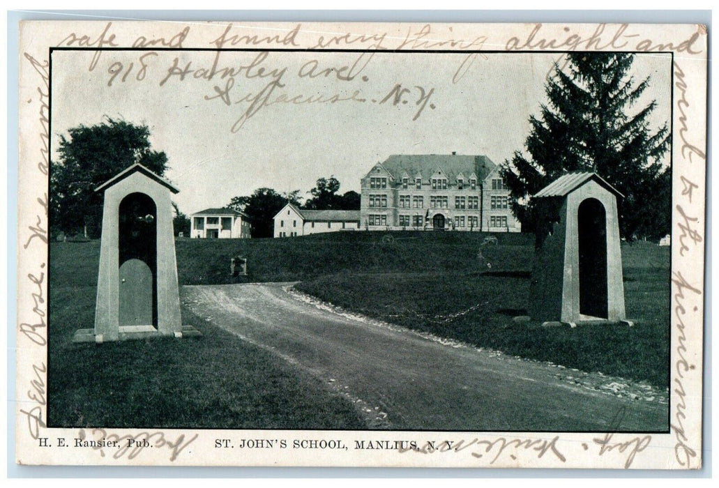1907 St. John's School Manlius New York NY Antique Posted HE Ransier Postcard