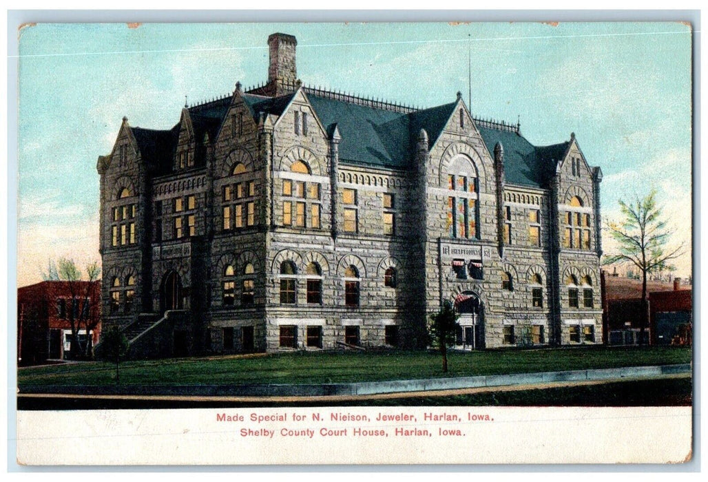 1907 Shelby County Court House Harlan Iowa IA Corley IA Posted Postcard