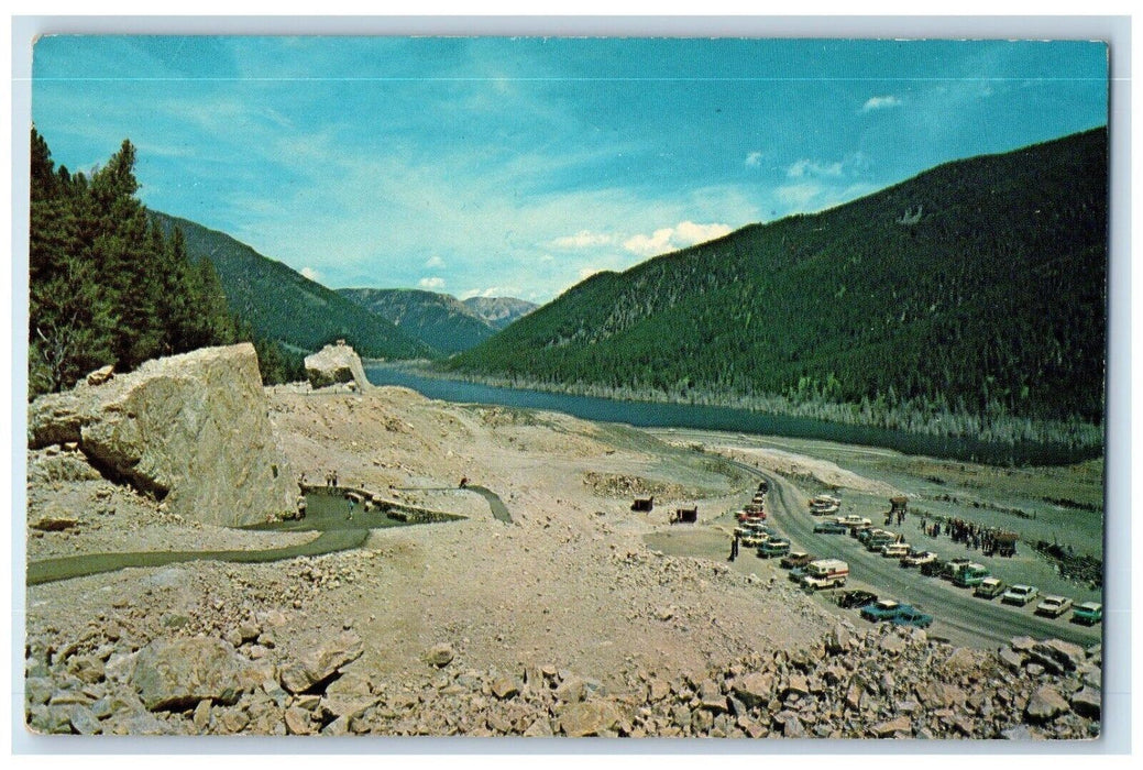 1964 Slide Parking Lot Boulder Earthquake Lake Montana MT Casper WY Postcard