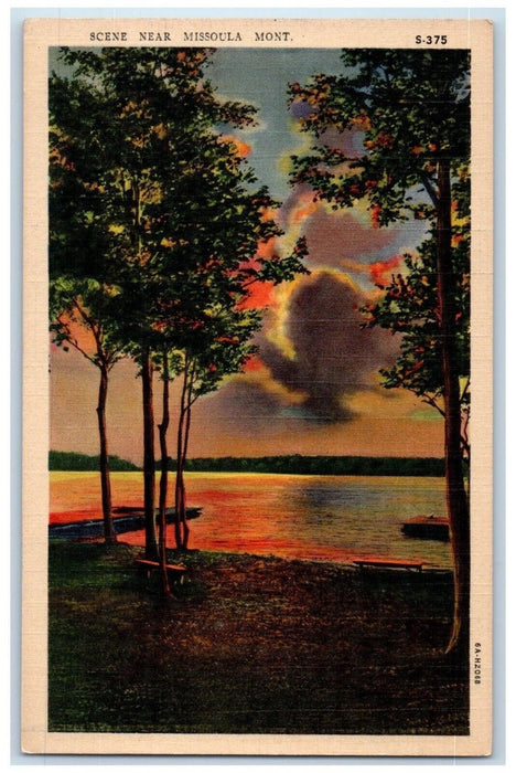 c1940's River Sky Light Scene Near Missoula Montana MT Vintage Postcard