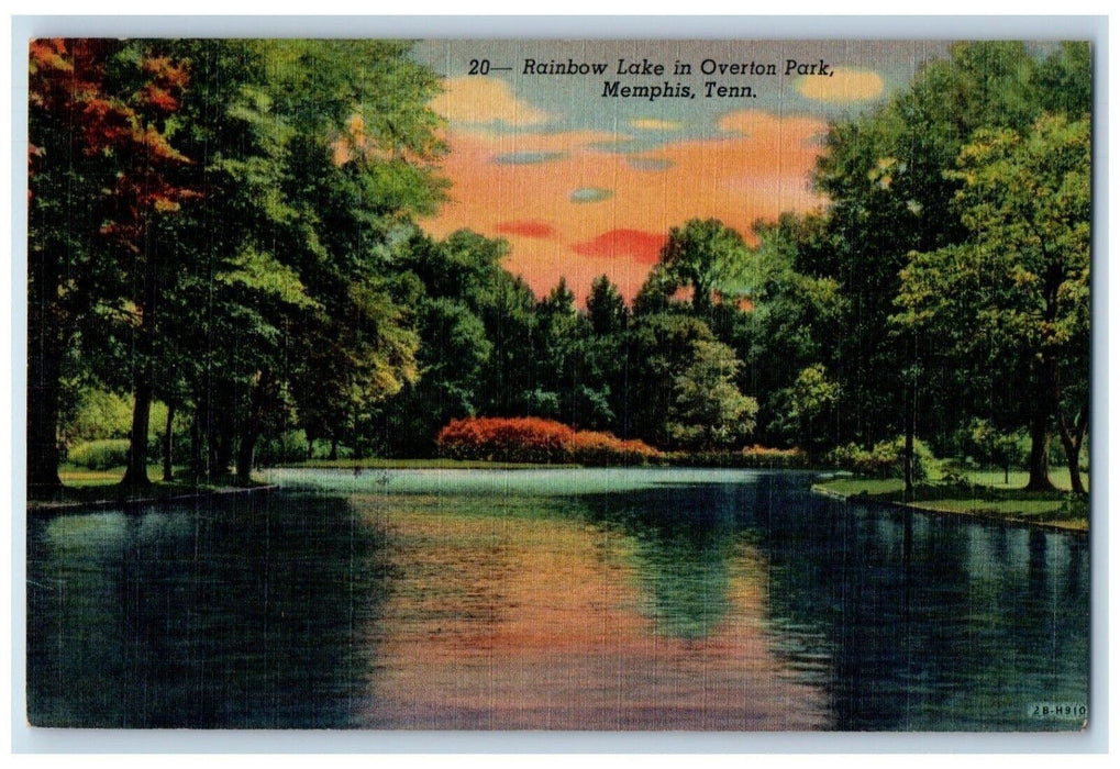 1940 Scenic View Rainbow Lake Overton Park Memphis Tennessee TN Vintage Postcard