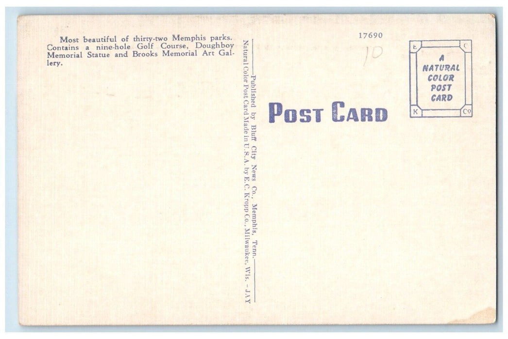 c1940 Pavilion Pagoda Overton Park Garden Memphis Tennessee TN Vintage Postcard