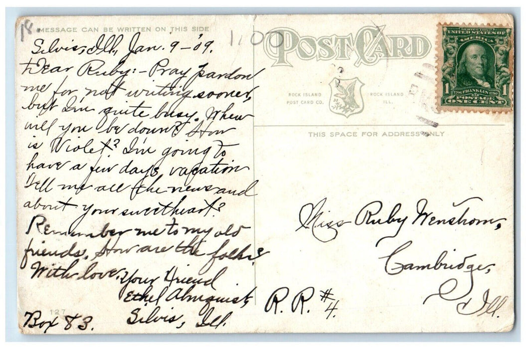 1909 Fejenary Park Davenport Iowa IA Antique Posted Rock Island Postcard