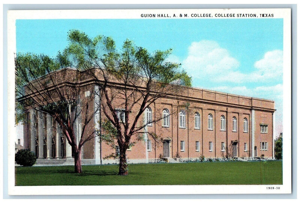 1920 Guion Hall Building A & M College College Station Texas TX Vintage Postcard
