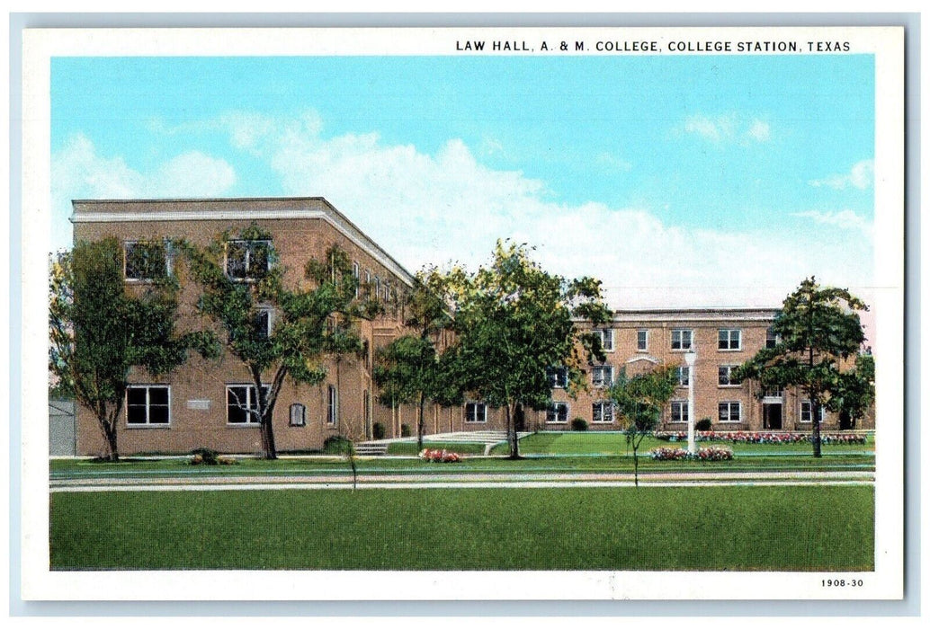 c1920 Law Hall A & M College Building College Station Texas TX Vintage Postcard
