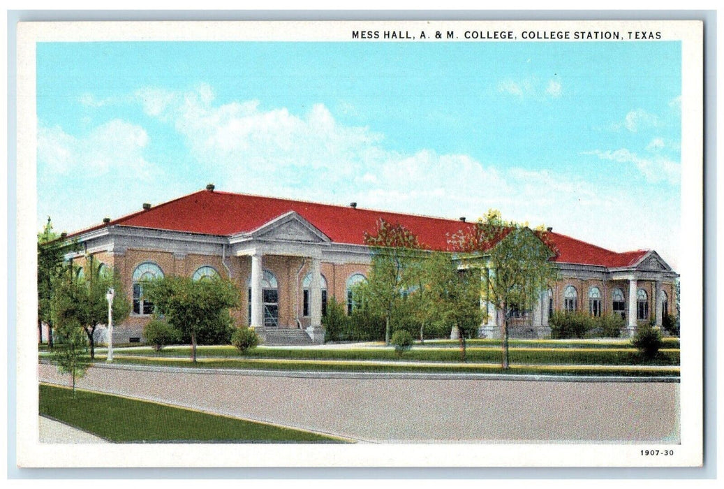c1920 Mess Hall A & M College Building College Station Texas TX Vintage Postcard