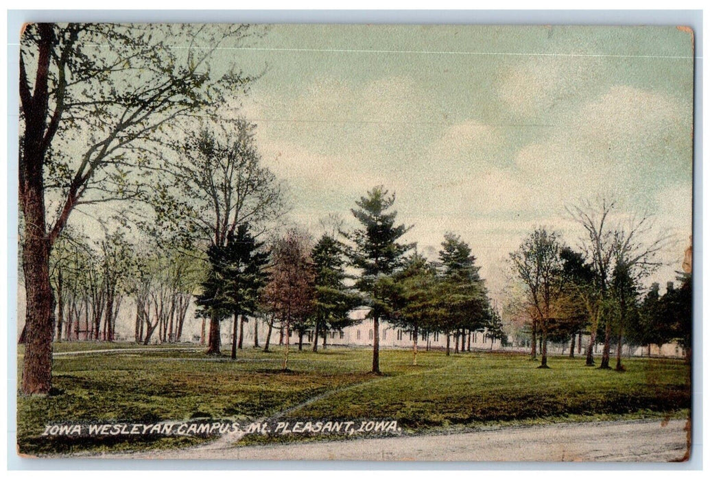 c1910 Iowa Wesleyan Campus Mt. Pleasant Iowa IA Antique Posted Postcard