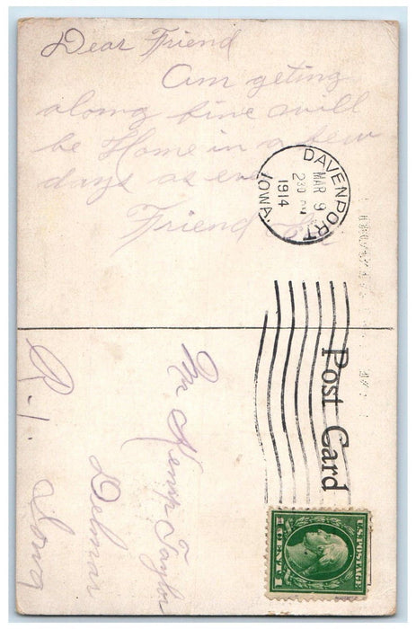 1914 Trees Greenery Scene Near Davenport Iowa IA Antique Posted Postcard