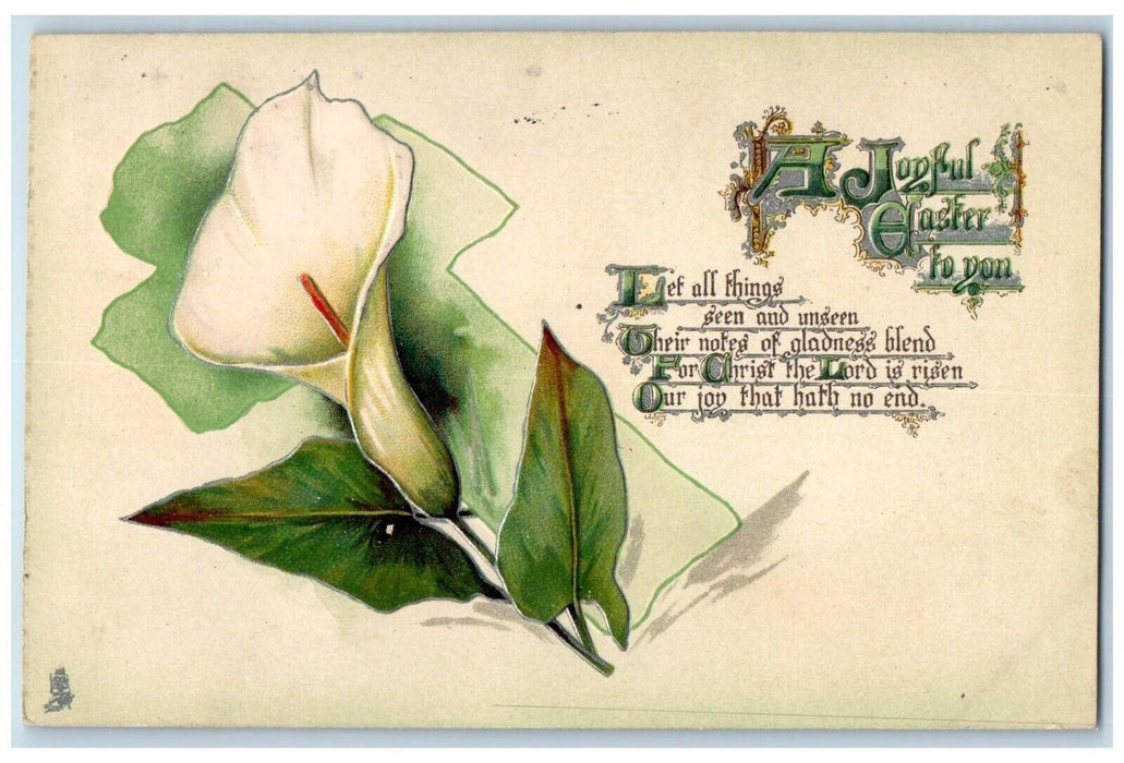 1910 Easter Cross Flower Tuck's Davenport Iowa IA Embossed Antique Postcard
