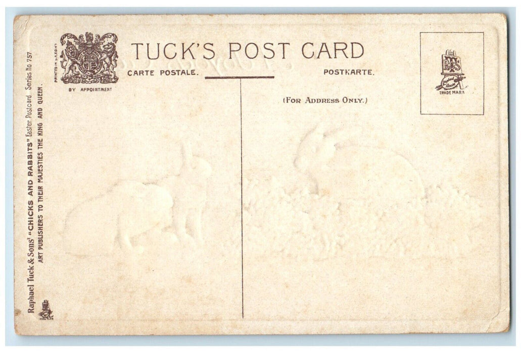 c1910's Easter Bunny Rabbit Eggs Tuck's Embossed Unposted Antique Postcard