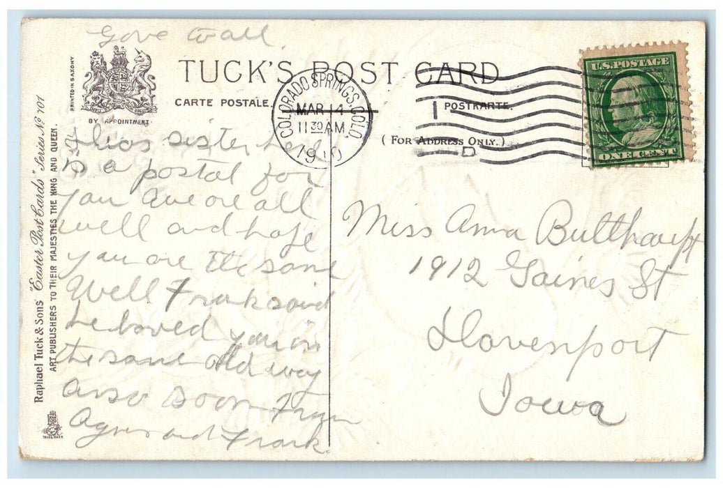 c1910's Easter Hatched Egg Chicks Daisy Flowers Tuck's Embossed Antique Postcard