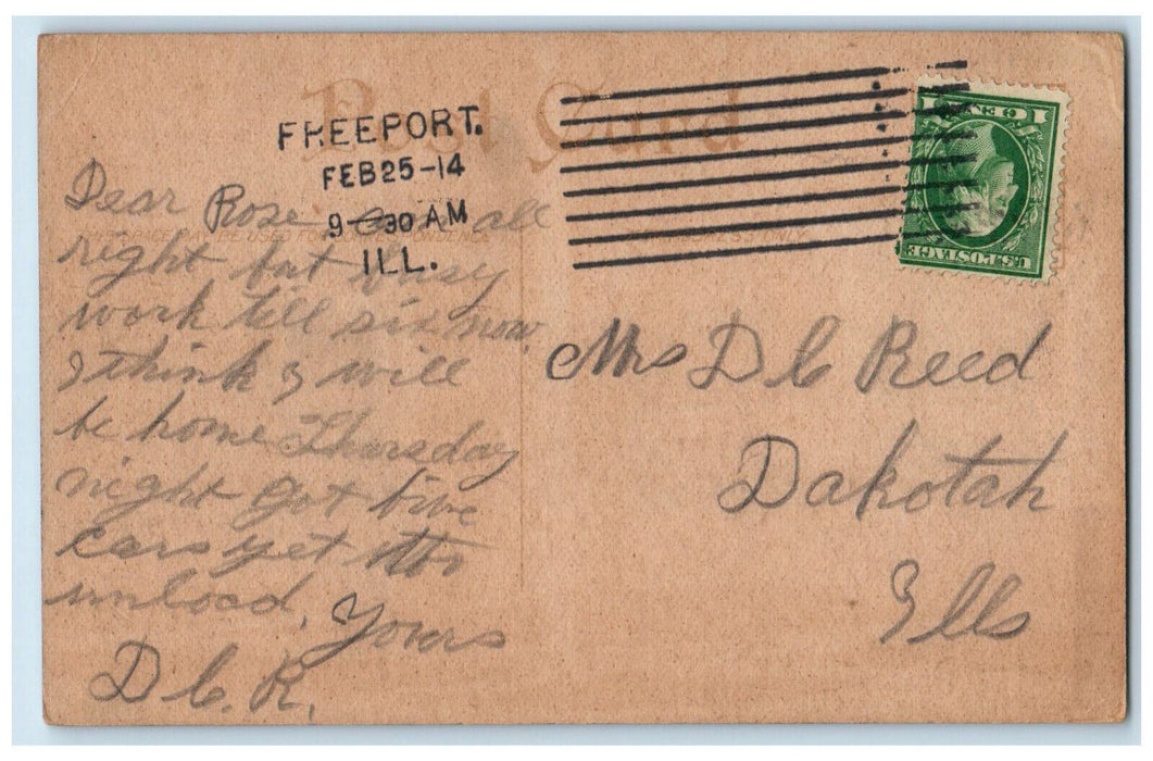 1914 View Of Public Library Sidewalk Scene Albia Iowa IA Antique Posted Postcard