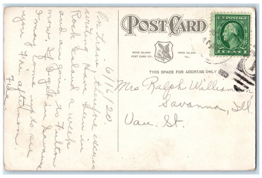 1920 Davenport and Rock Island Ferry Across Mississippi Davenport IA Postcard