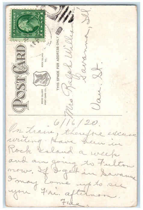 1920 Davenport and Rock Island Ferry Across Mississippi Davenport IA Postcard
