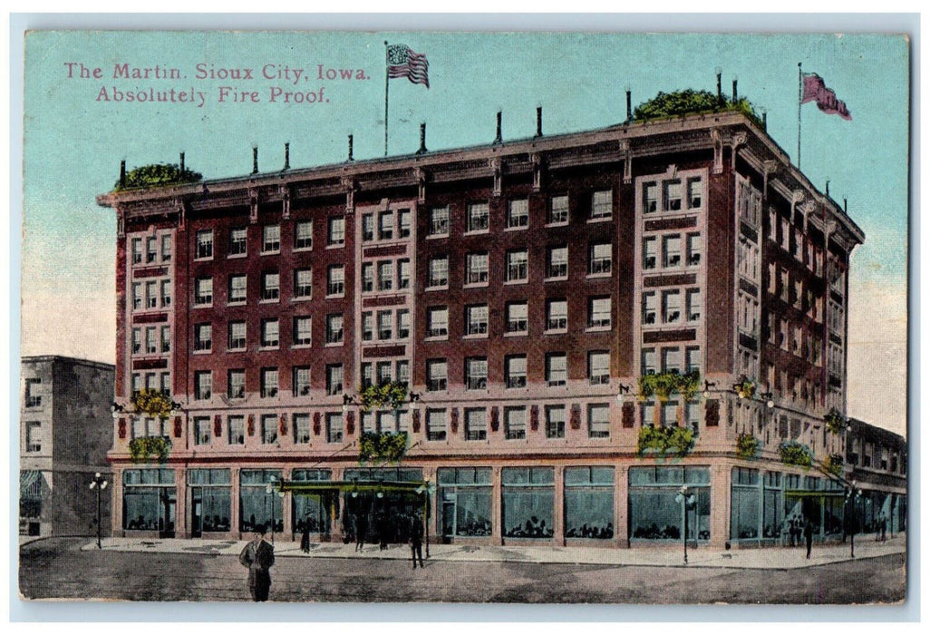 1912 The Martin  Building Absolutely Fire Proof Sioux City Iowa IA Postcard