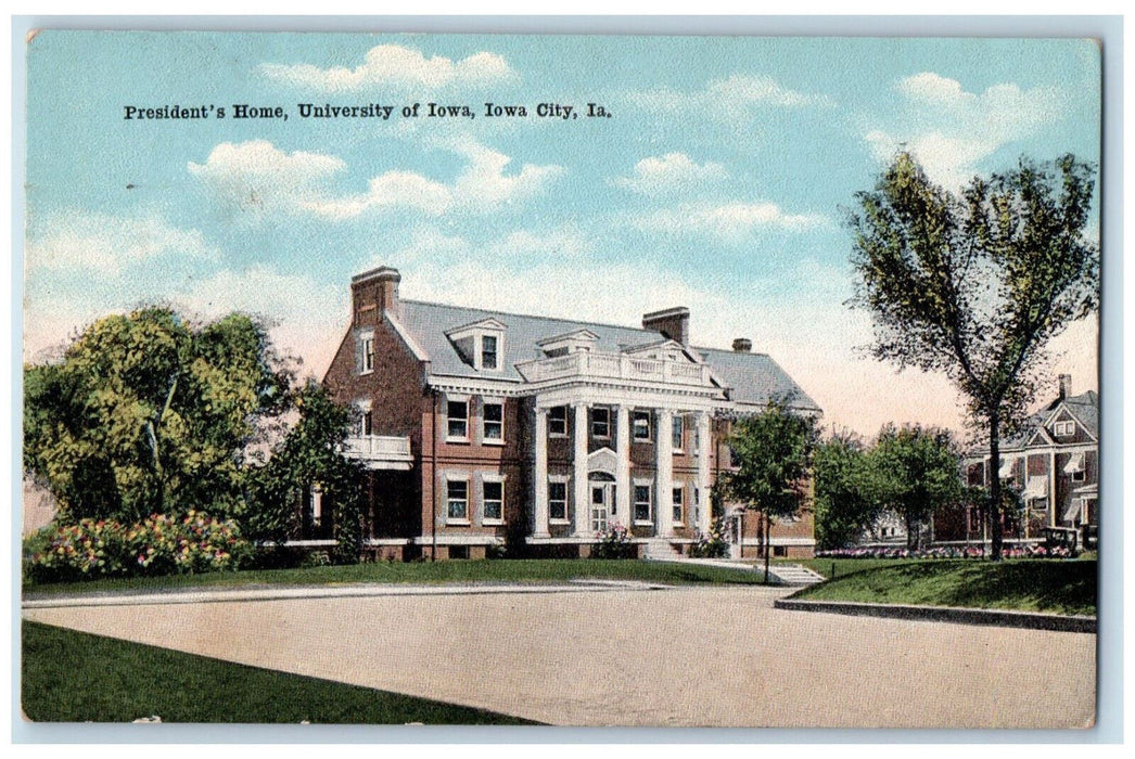 President's Home University Of  Iowa Building Iowa City IA Antique Postcard