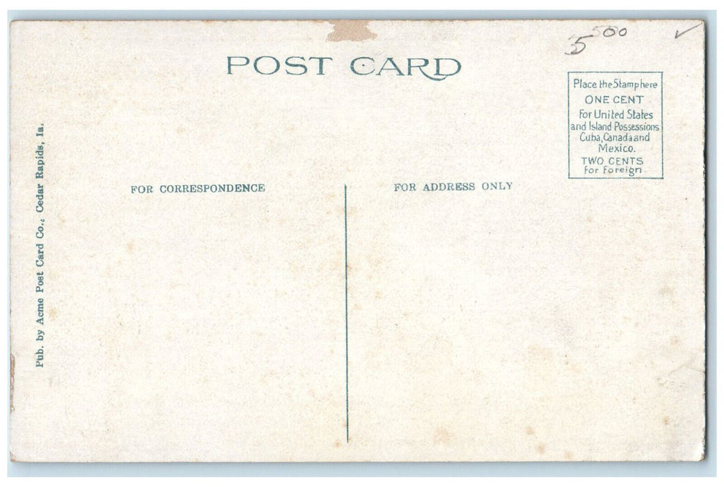 Third Avenue At Moon Night Street Scene Cedar Rapids Iowa IA Antique Postcard