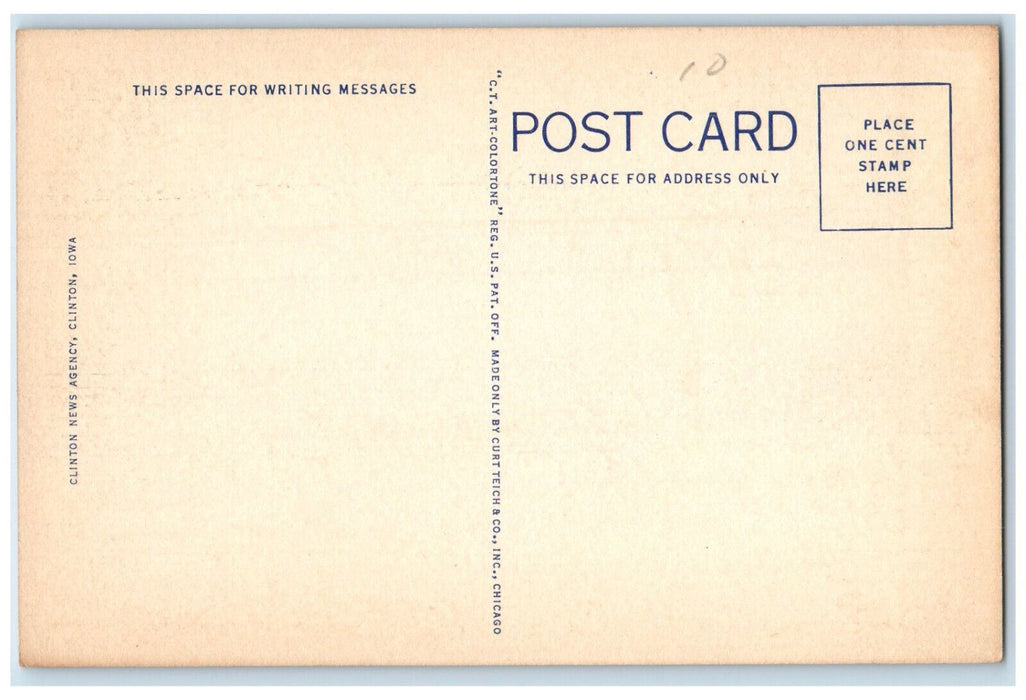 Fifth Avenue South Car-lined Building Stores Shops View Clinton Iowa IA Postcard