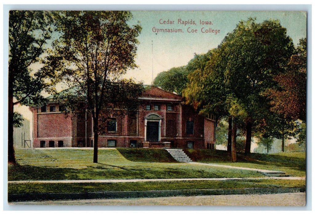 1912 Entrance To Gymnasium Coe College Cedar Rapids Iowa IA Antique Postcard